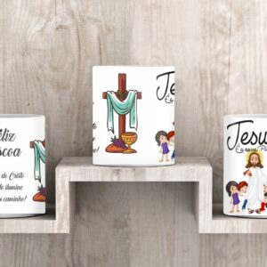 caneca de polimero Feliz Pascoa Jesus