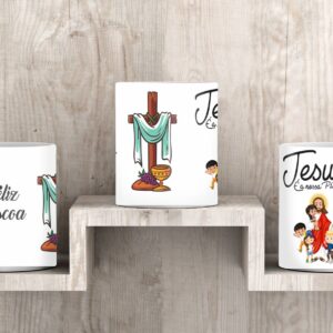 caneca de polimero Feliz Pascoa Jesus